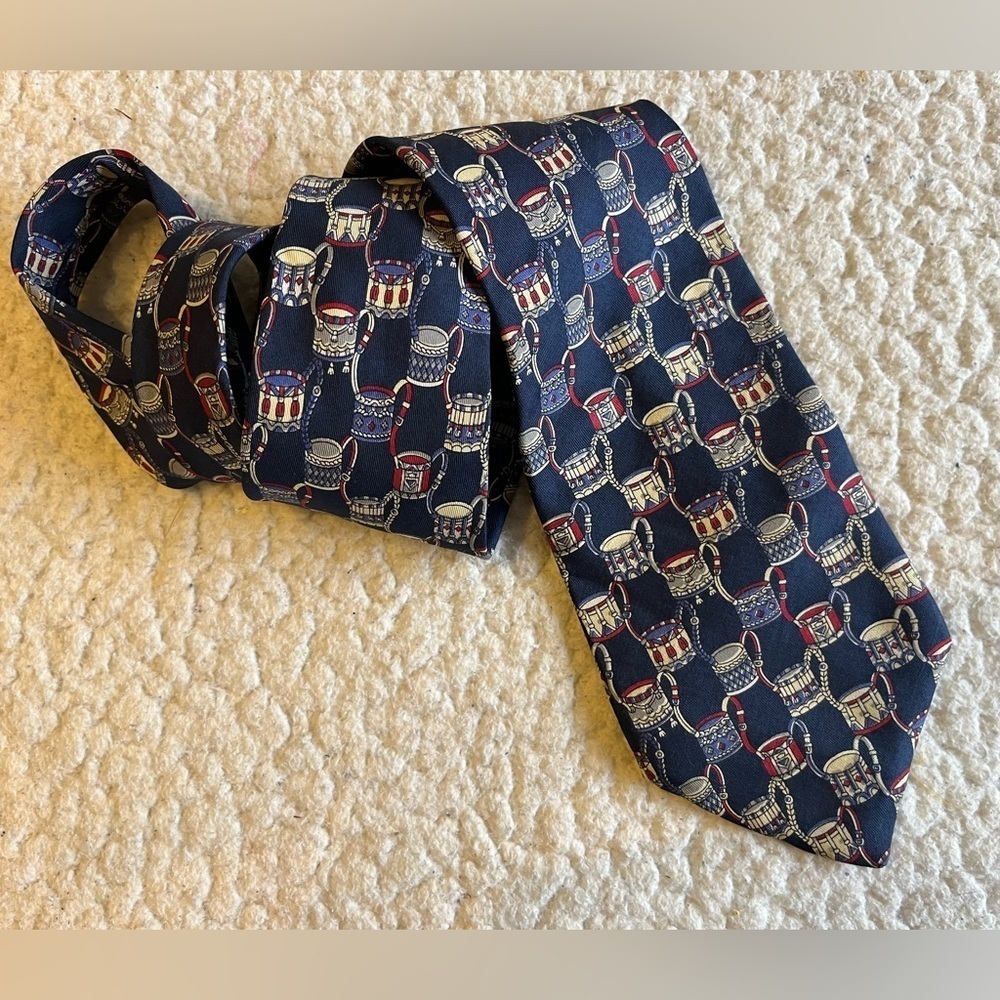 Vintage Briar Italian silk tie, navy blue